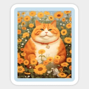 Feline Garden Delight: Cats Amongst a Bouquet of Blooms - Sully Sticker